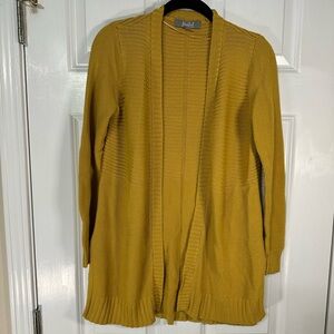 Marled by Reunited clothing size small mustard yellow open front cardigan